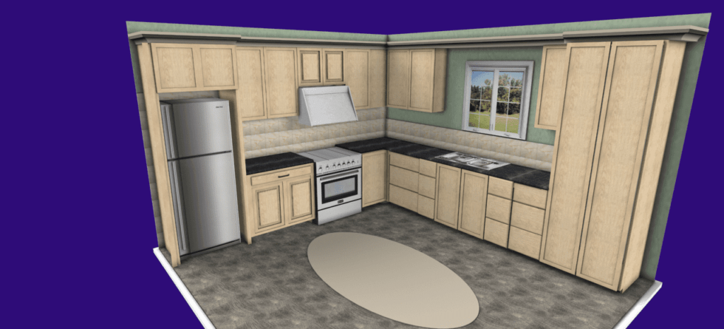 Cabinet 3D visualization software interface displaying a detailed design