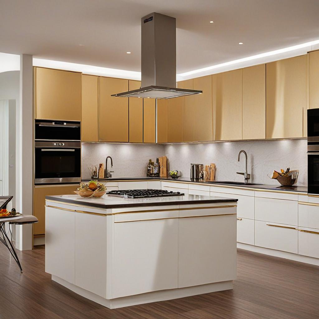 GoldenHome's modern, high-gloss kitchen cabinets